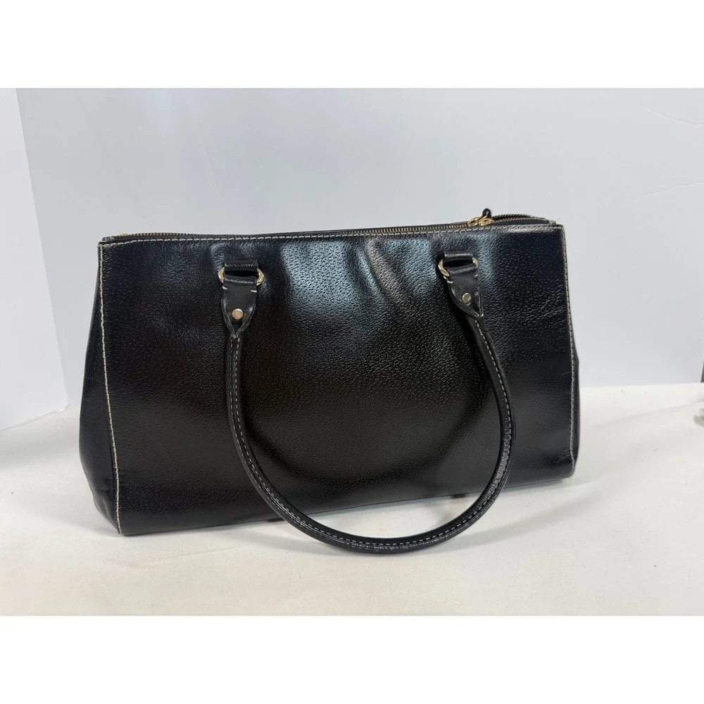 Kate Spade Black Pebbled Leather Wellesley Martine Tote Bag Contrast Stitch